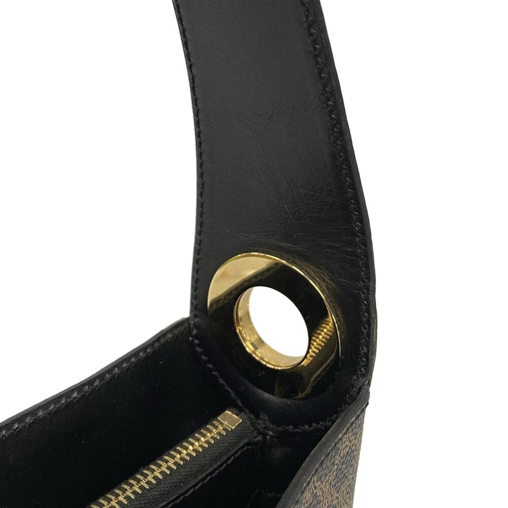 Celine Macadam/Circle Logo Shoulder Bag Black Brown PVC Leather - Picture 10 of 15